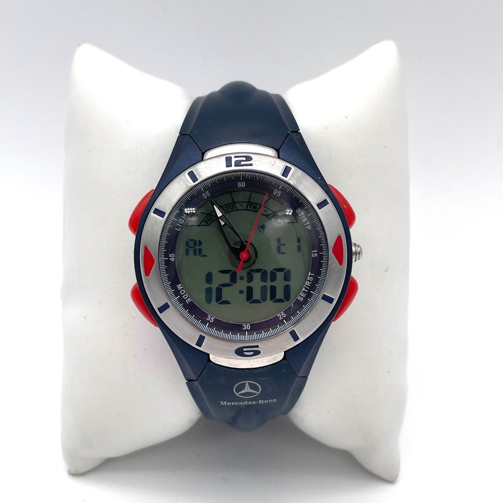 Mercedes-Benz Sport Watch Men OS Blue Good Vintage Y2K Ana-Digi 100M Sport